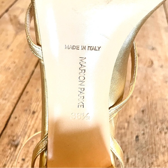 Marion Parke Bianca Gold Strappy Leather Block Heel Sandal EU 38.5 US 8-8.5 - Picture 14 of 14